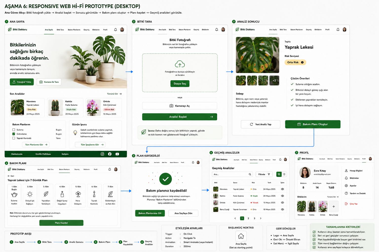 PlantCare masaüstü responsive hi-fi akışı